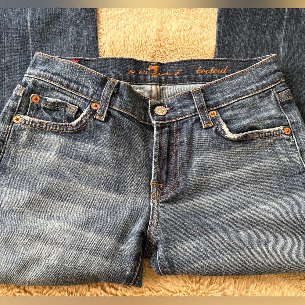 7 For All Mankind Dark Blue Flare Jeans - Picture 7 of 8